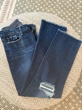 PAIGE Blue Denim Jacqueline Straight-Leg Jeans Distressed Size 29